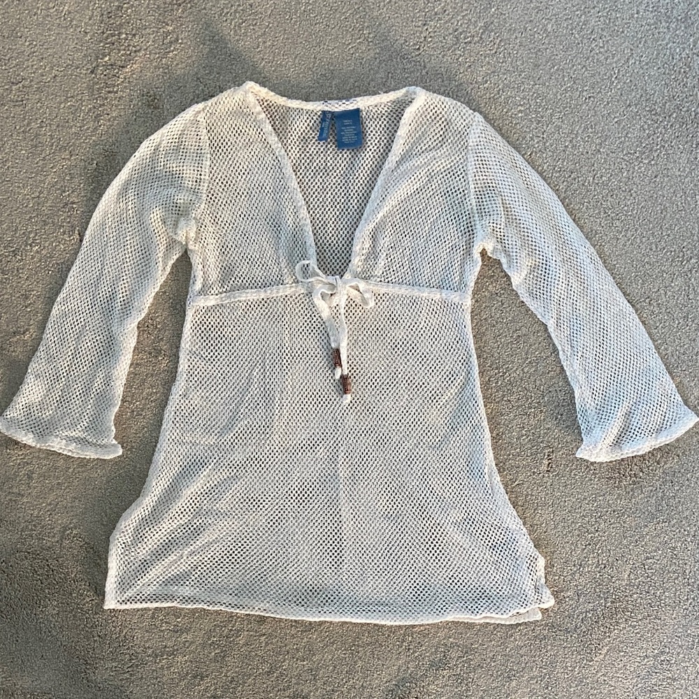 St. John's Bay White Mesh Swim Cover-Up
